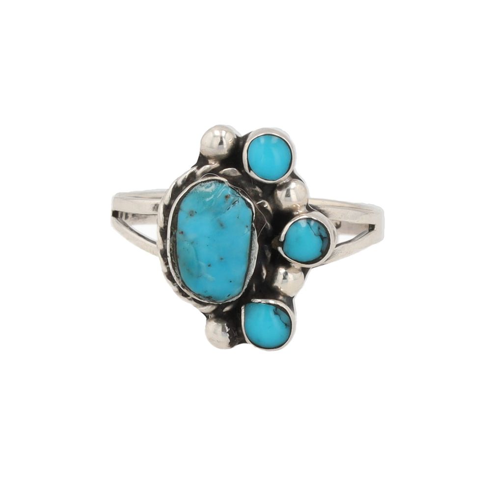 Lot 174: TS-85 Taxco Mexico Turquoise Sterling Ring Sz. 7.5