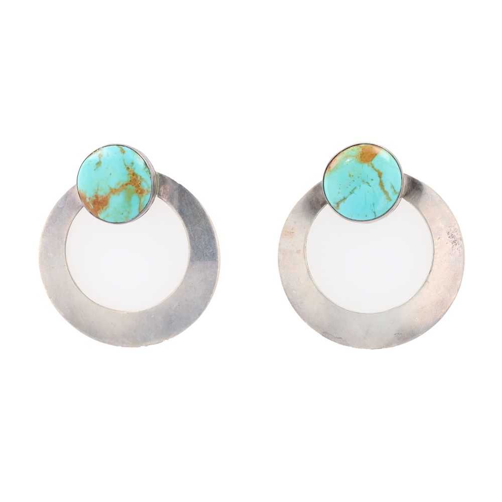Lot 175: Southwestern Turquoise Sterling Earrings