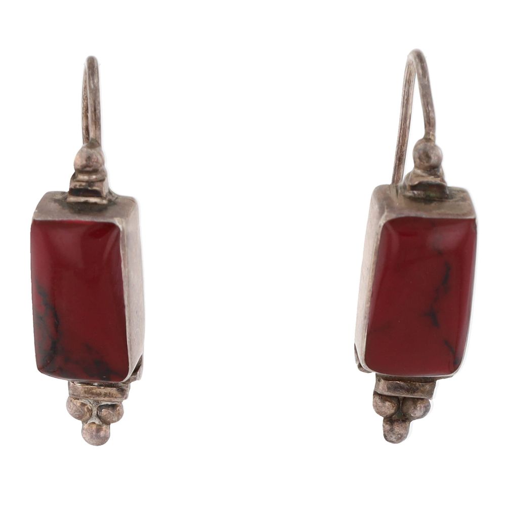 Lot 184: Mexico ATT Jasper Sterling Dangle Earrings