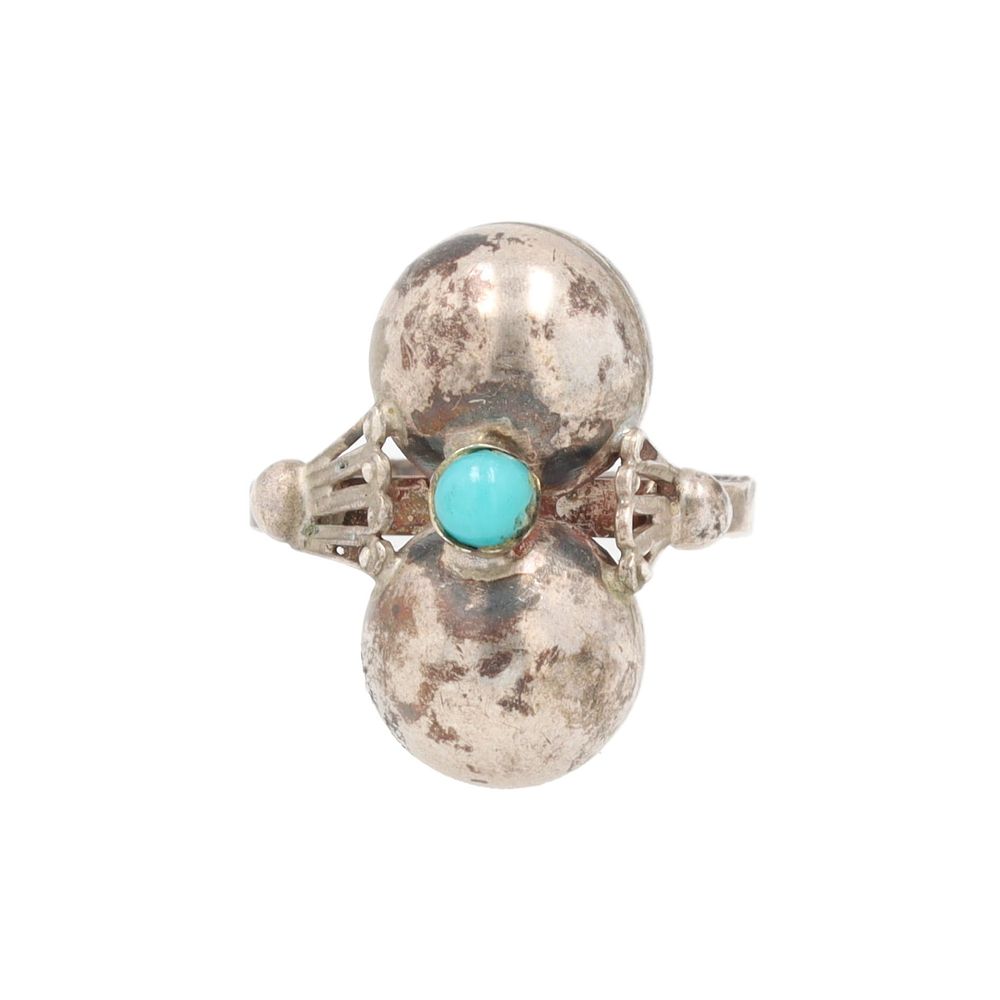 Lot 190: Mexico Turquoise Sterling Modernist Adjustable Ring