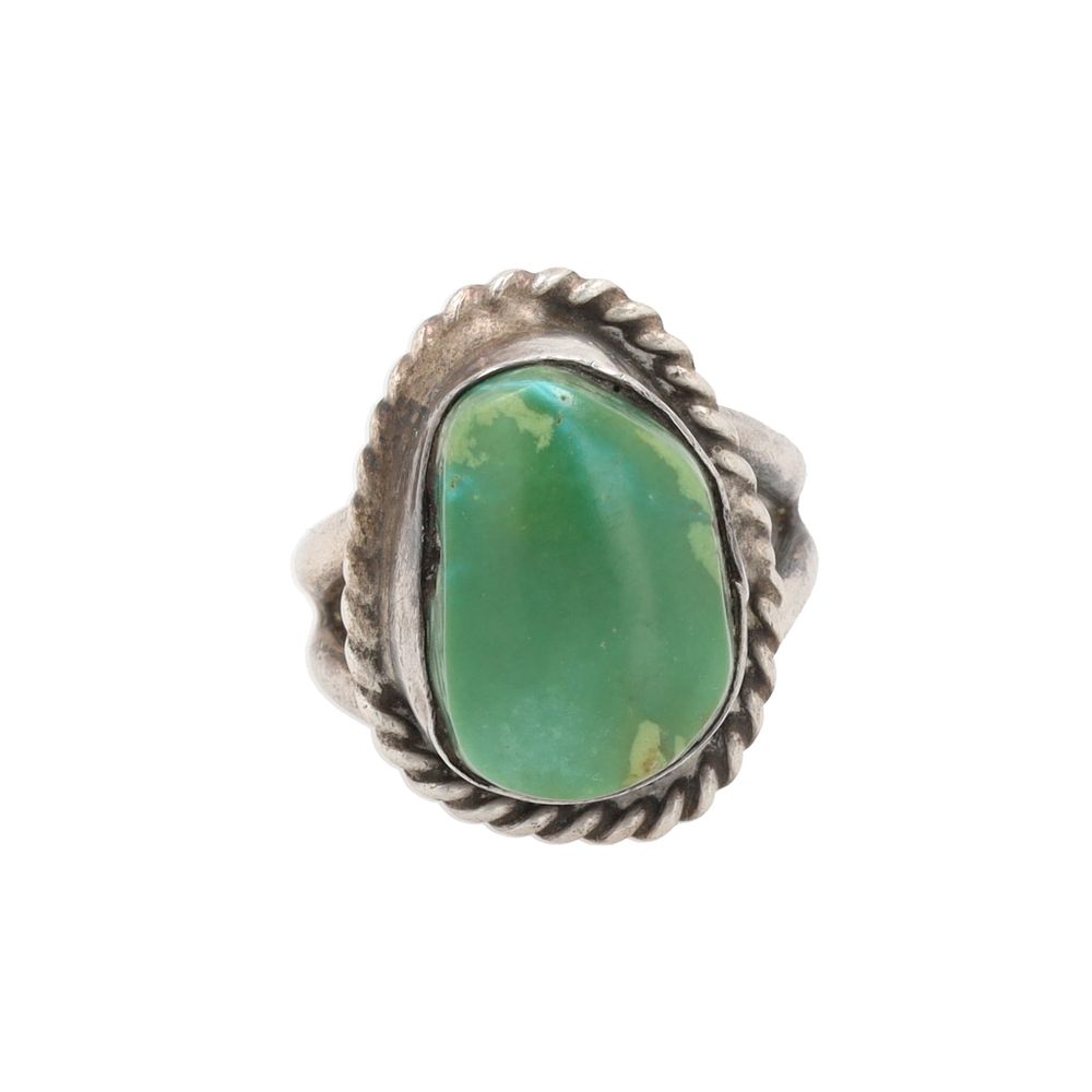 Lot 192: Navajo Turquoise Sterling Ring Sz. 4.5