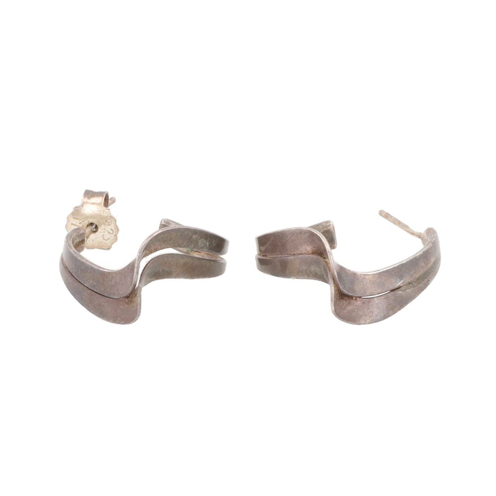 Lot 206: Sterling Wave Hoop Earrings