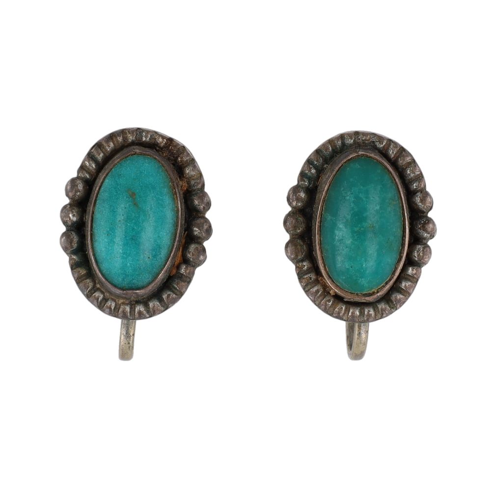 Lot 209: Navajo Turquoise Sterling Earrings