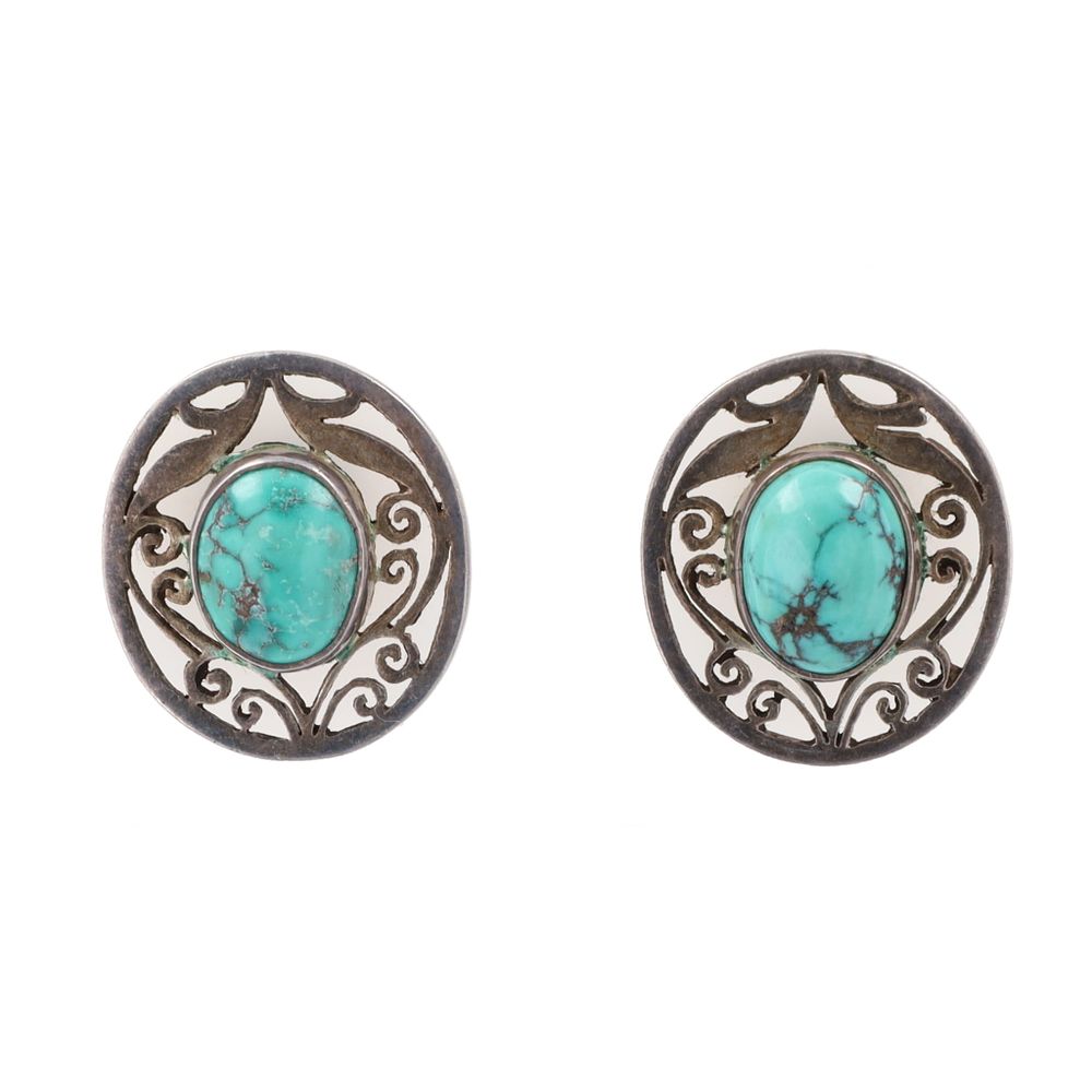 Lot 212: Southwestern Turquoise Filigree Earrings