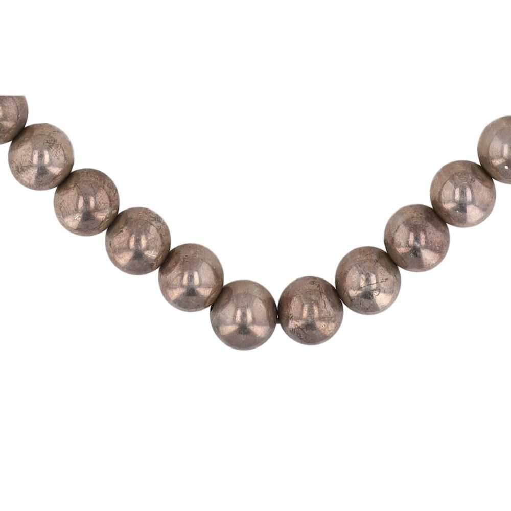 Lot 221: Navajo Sterling Bead Necklace