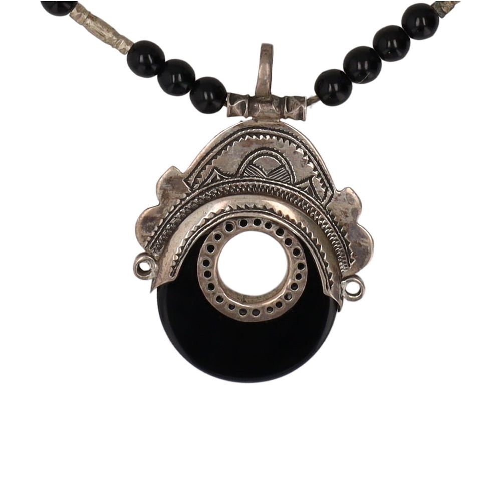 Lot 228: Africa Tuareg Onyx Sterling Necklace