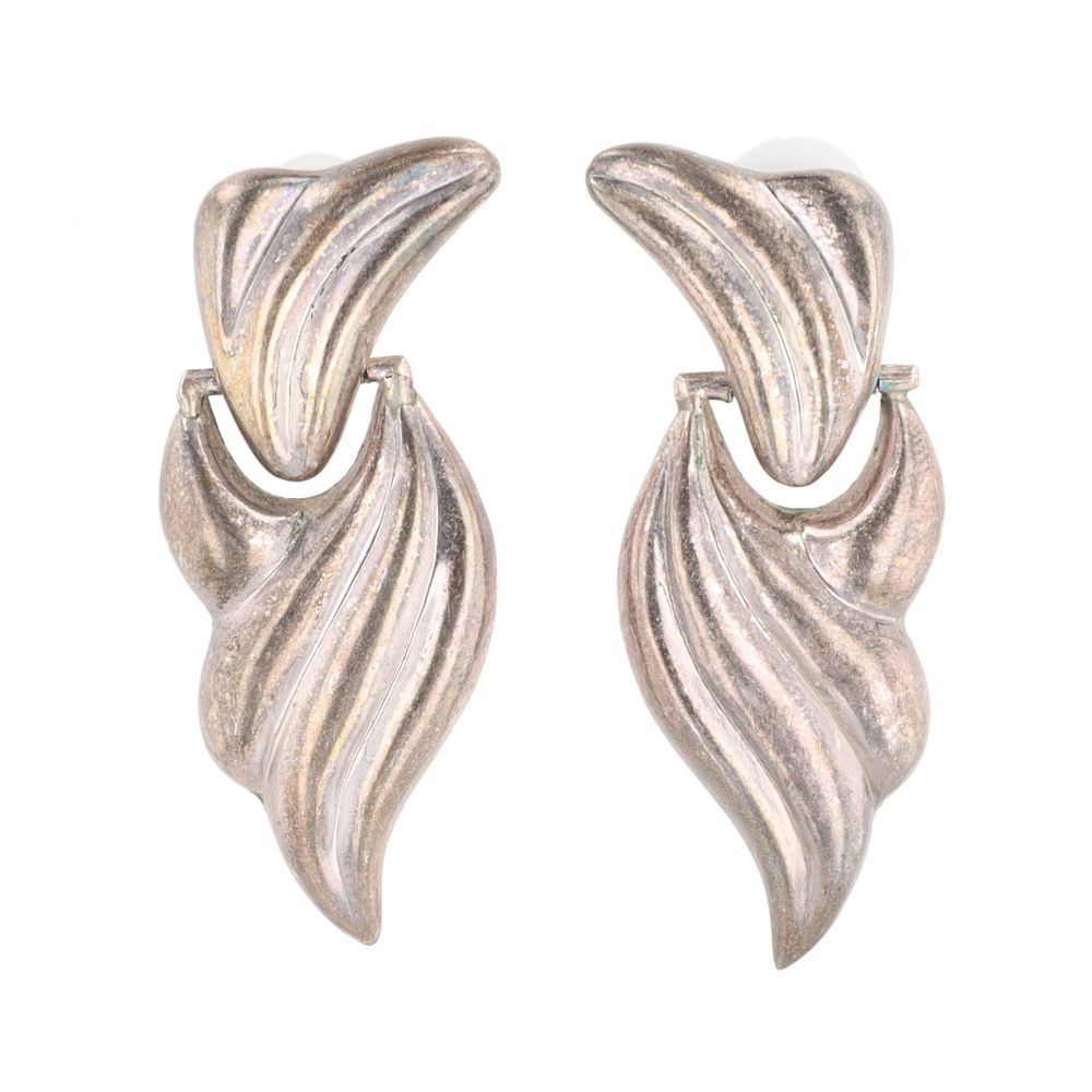 Lot 229: Mexico Sterling Hinge Dangle Earrings