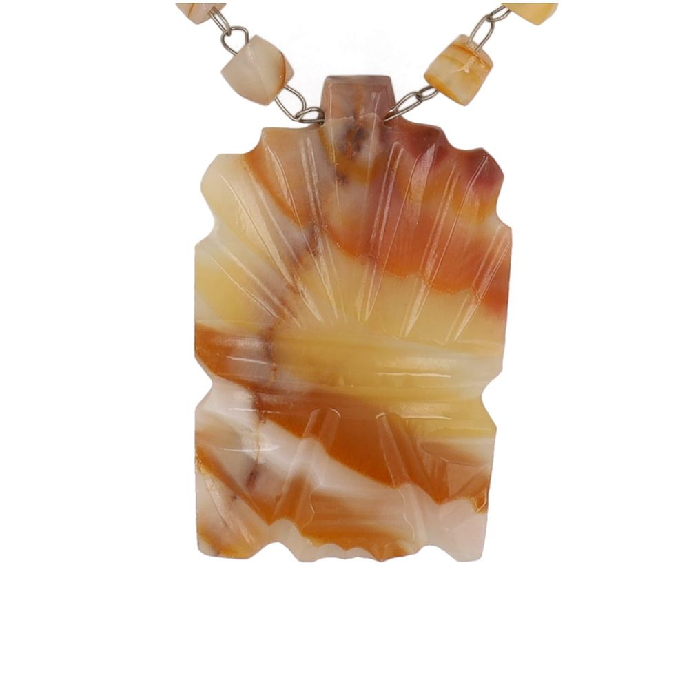 Lot 231: Mexico Carved Lace Agate Aztec Or Mayan Face Necklace