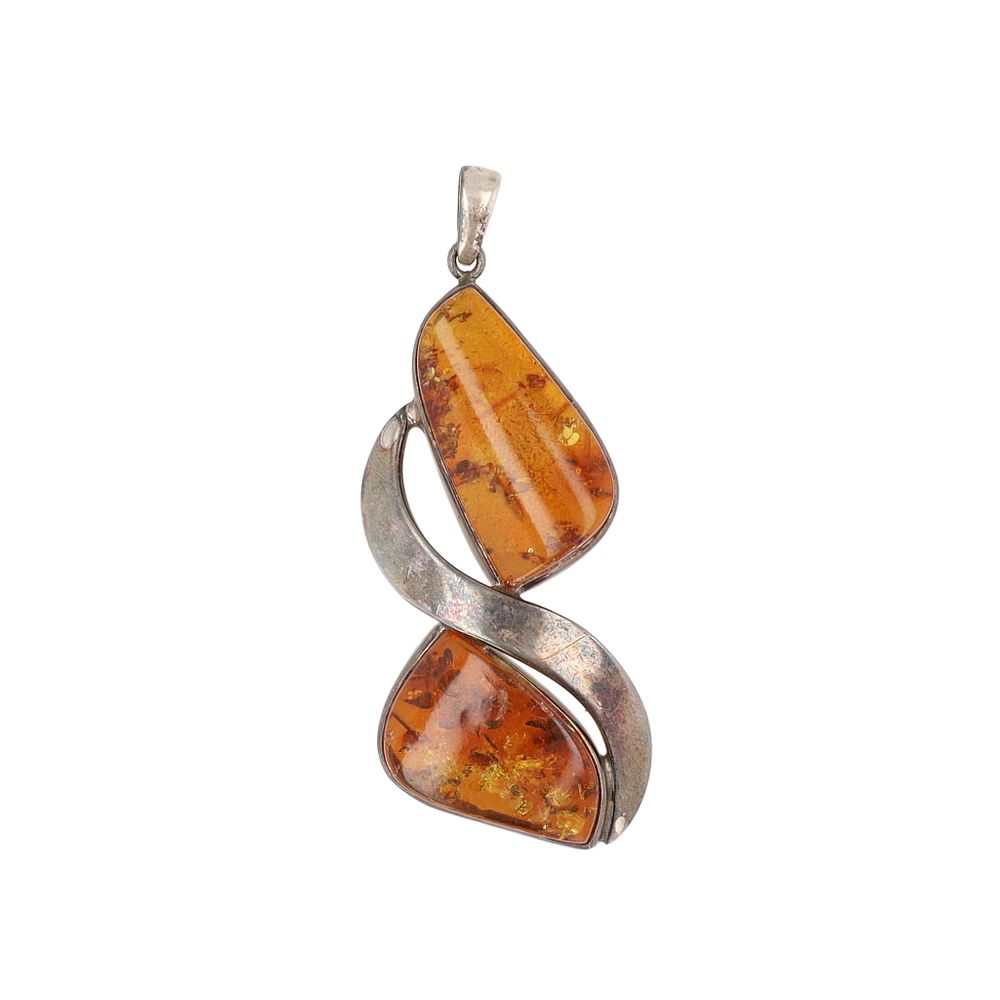 Lot 260: Double Amber Sterling Pendant