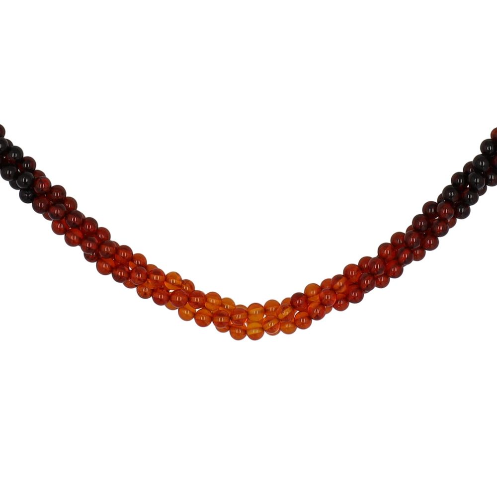 Lot 267: Light to Dark Amber Bead Silver Tone Clasp Necklace
