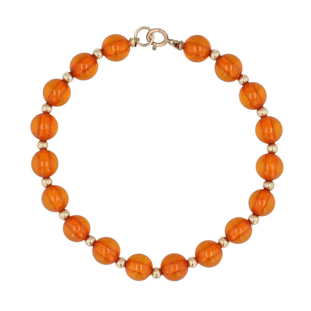 Lot 275: Amber 1/20 14k Gold Fill Sterling Bracelet