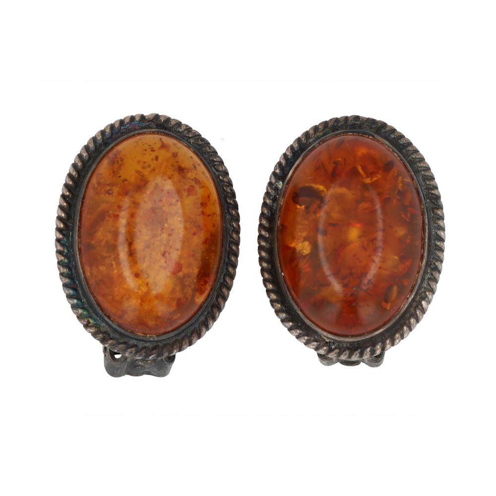 Lot 279: EK Amber Sterling Earrings