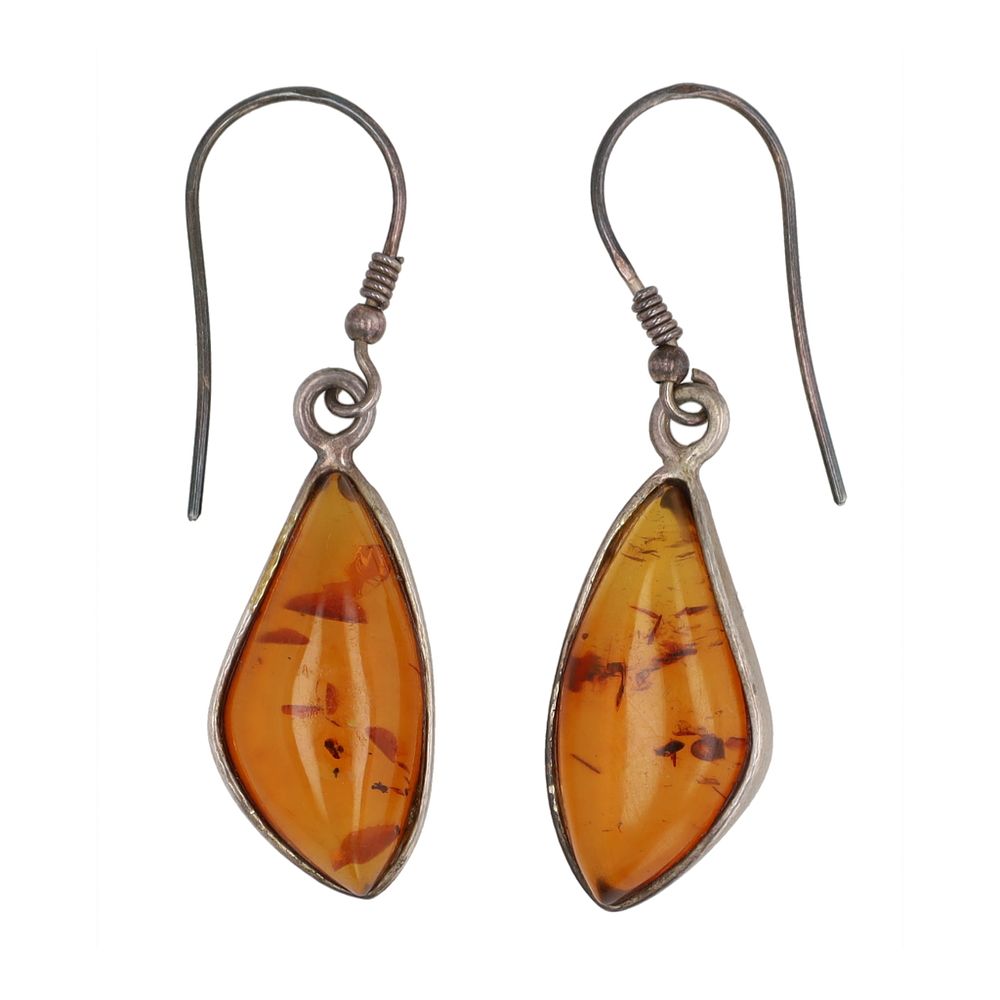 Lot 280: Amber Sterling Dangle Earrings