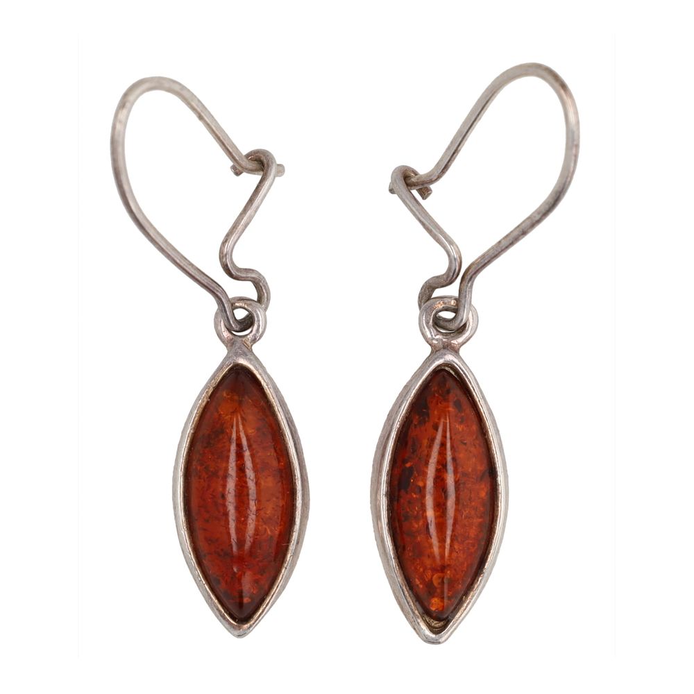 Lot 282: Amber Sterling Dangle Earrings