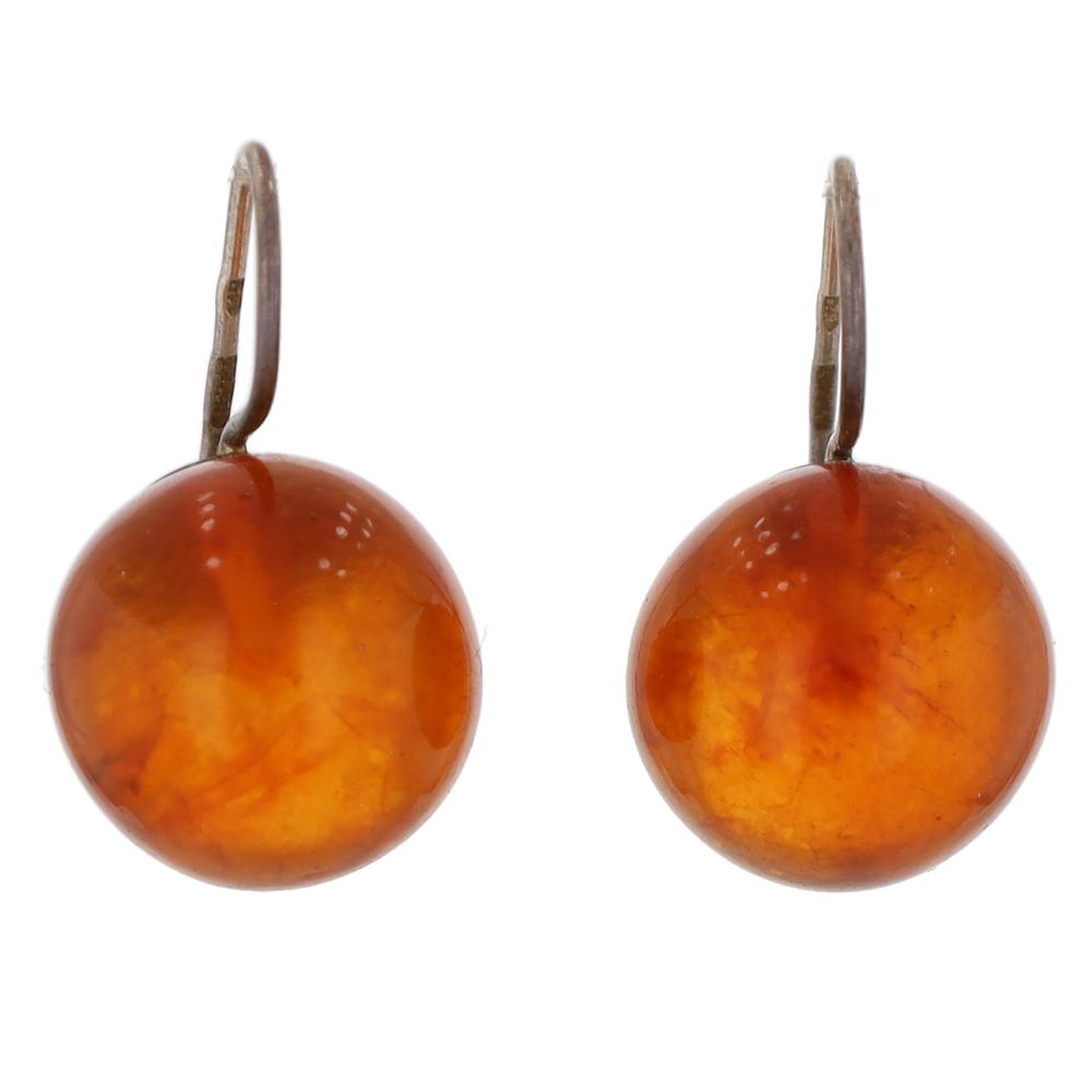 Lot 287: Amber Sterling Sphere Dangle Earrings
