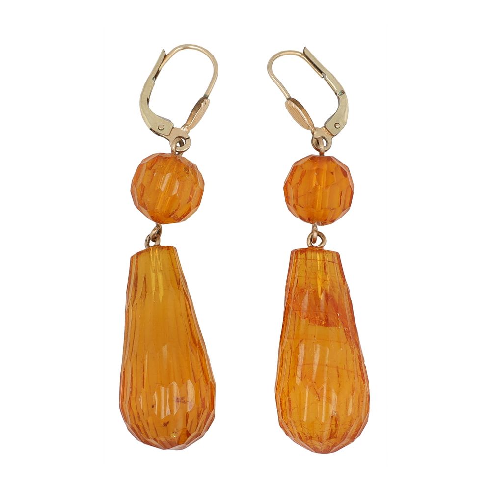 Lot 291: Amber Gold Filled Dangle Earrings