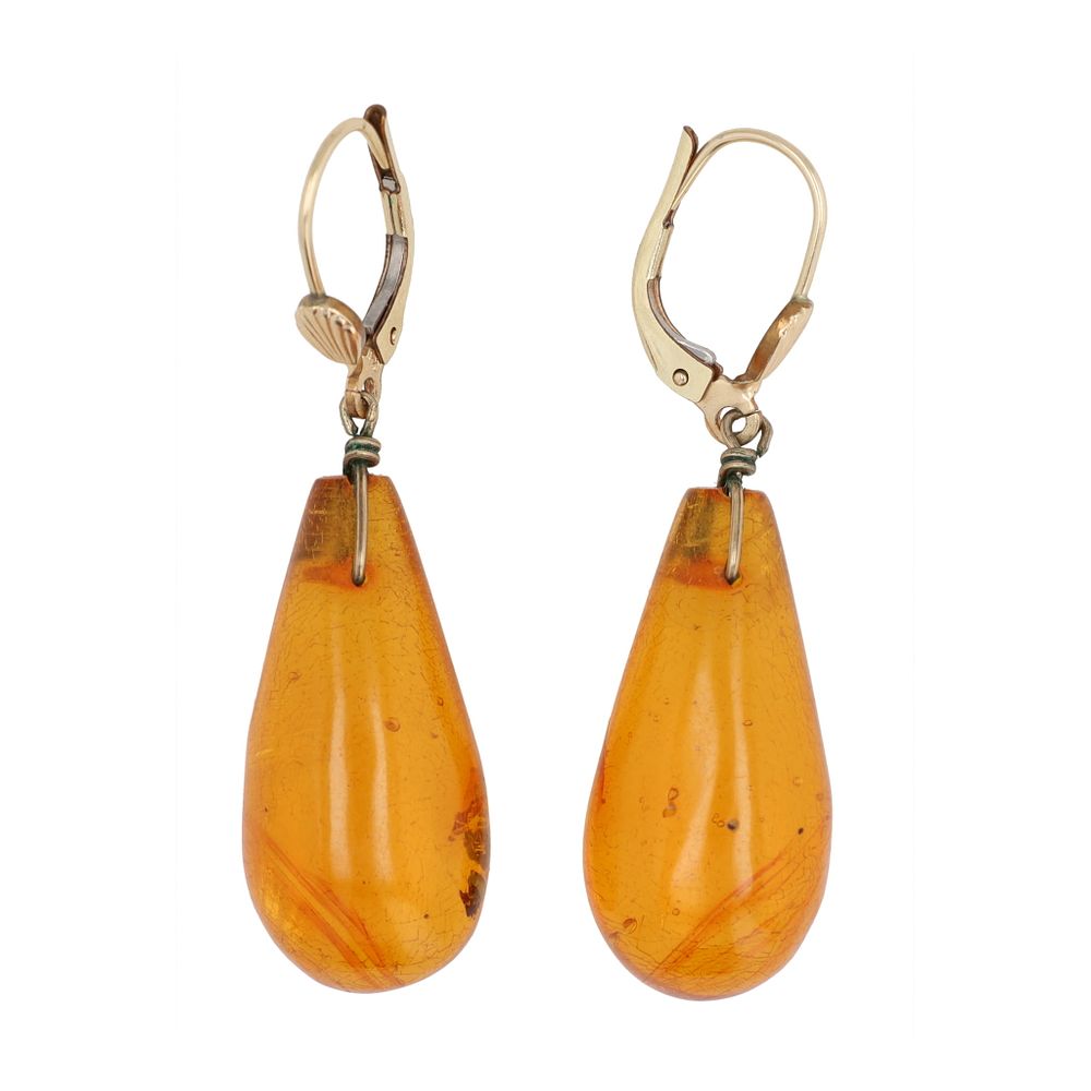 Lot 293: Amber Gold Filled Dangle Earrings