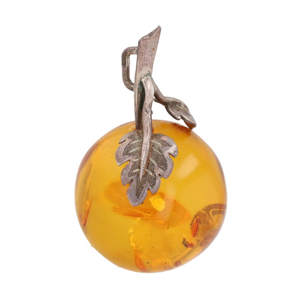 Lot 315: Amber Sterling Apple Pendant