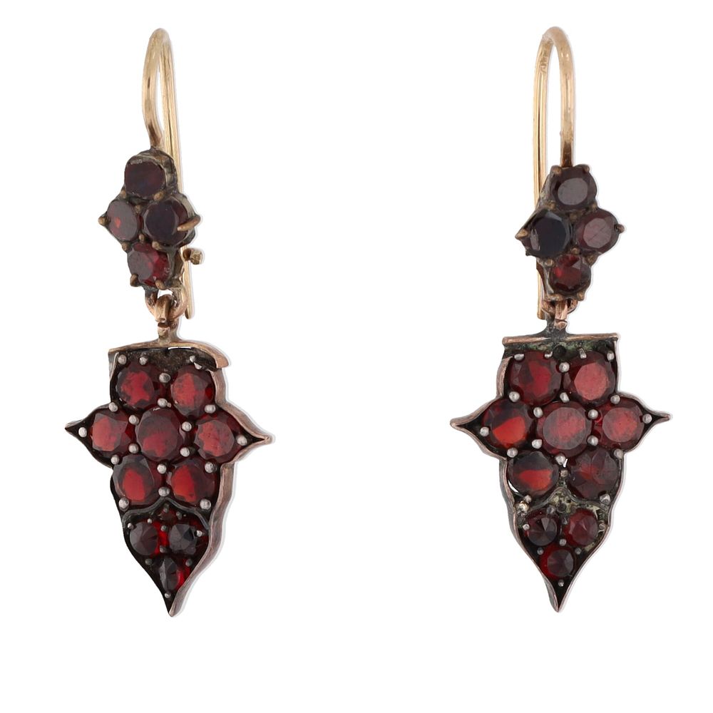 Lot 329: Bohemian Garnet Dangle Earrings