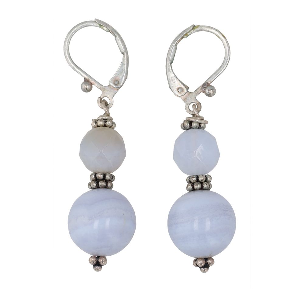 Lot 344: Blue Lace Agate Dangle Earrings