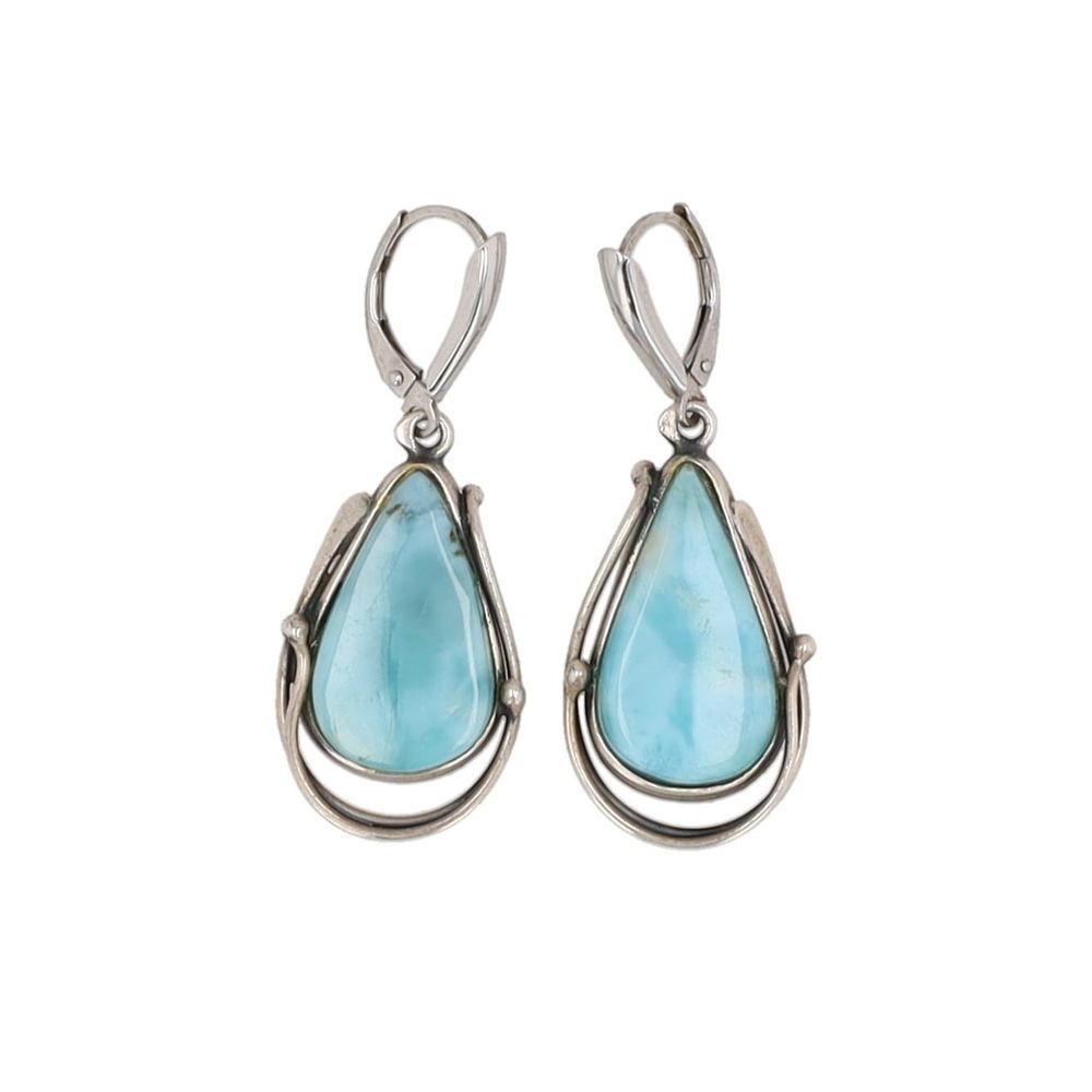Lot 349: Larimar Sterling Dangle Earrings