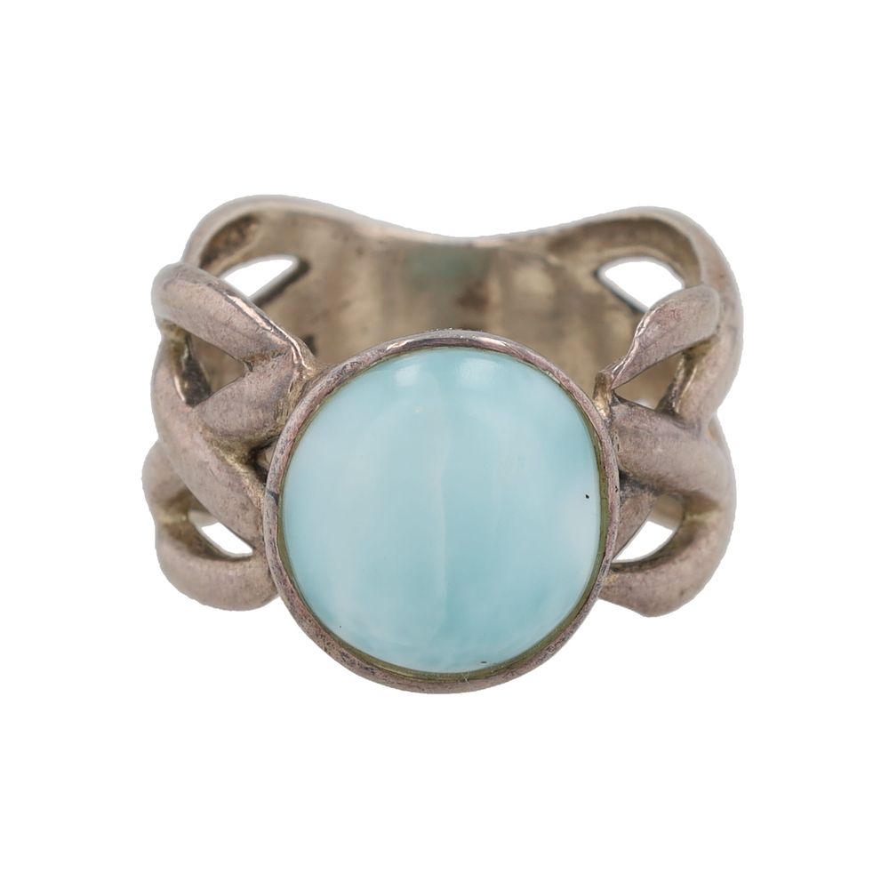 Lot 350: Larimar Sterling Ring Sz. 9.75