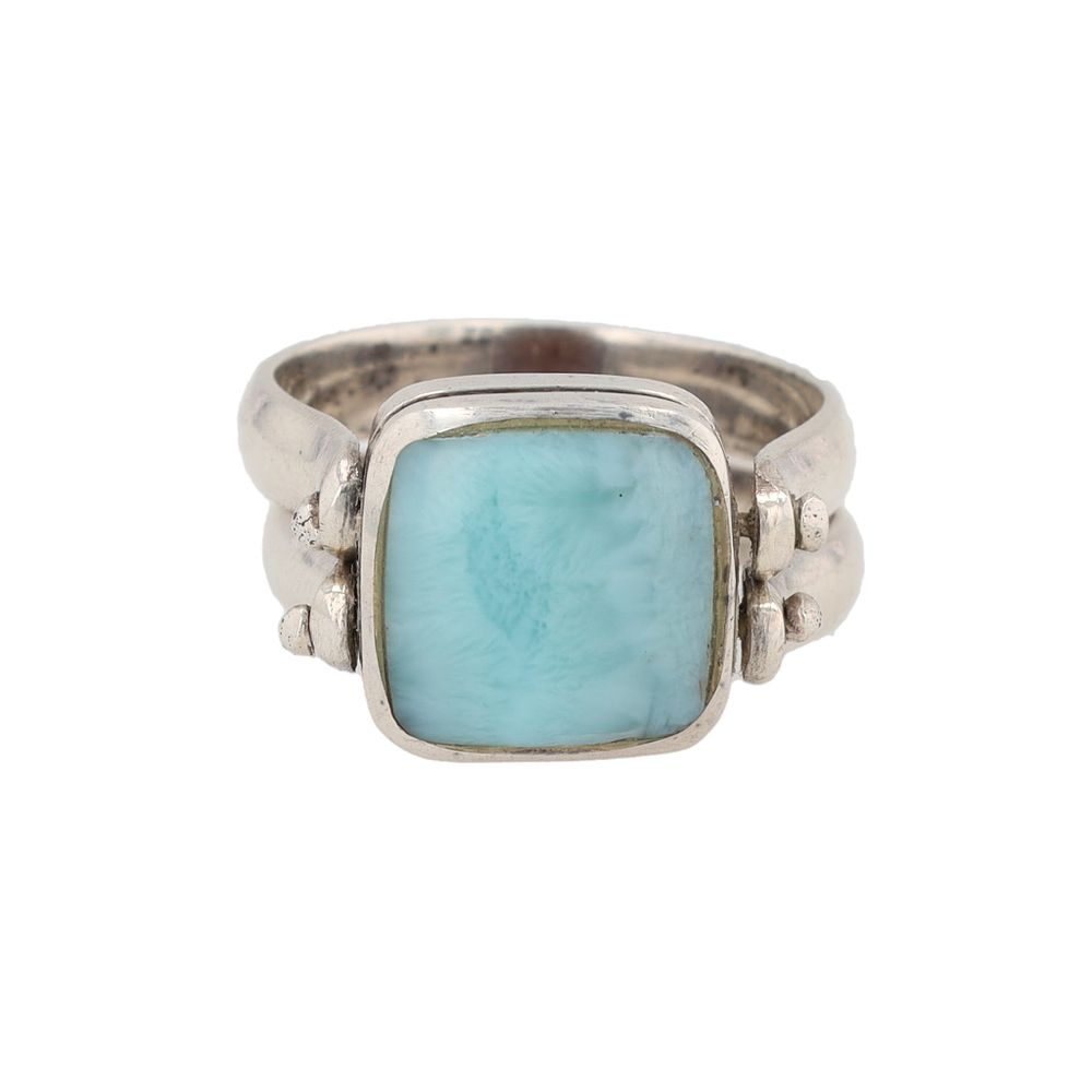 Lot 351: Larimar Jasper Sterling Reversible Ring Sz. 7.75