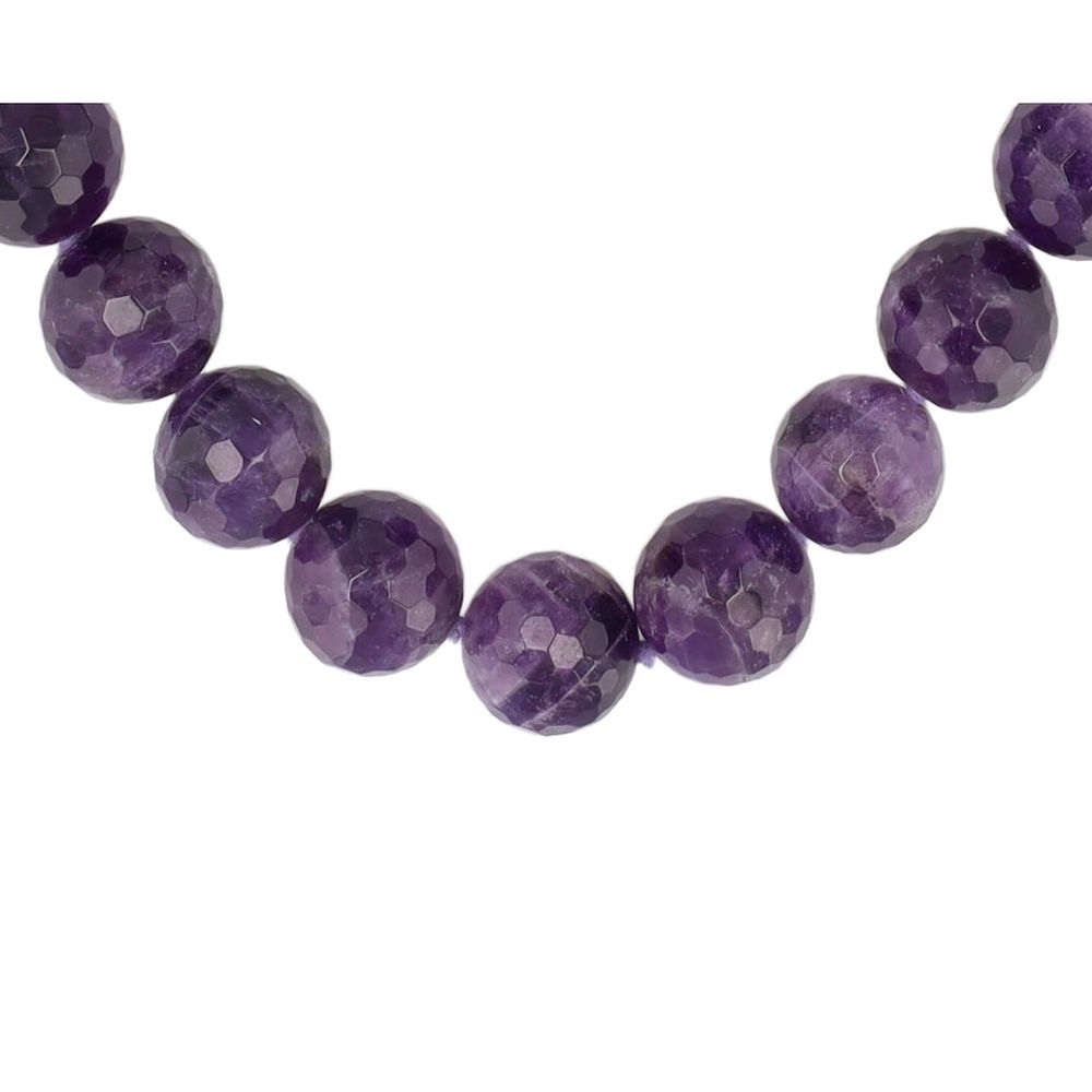 Lot 354: Amethyst Sterling Cushion Cut Bead Necklace