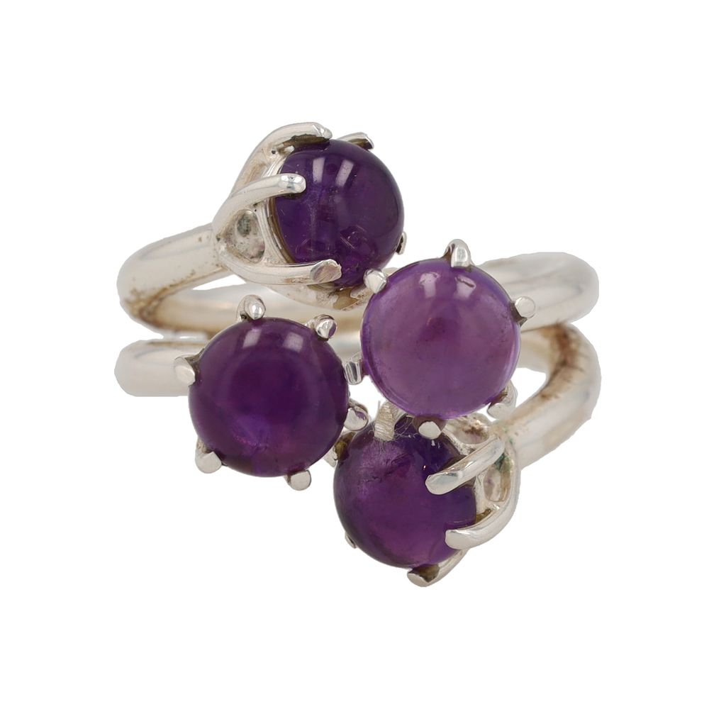 Lot 362: Amethyst Sterling Modernist Ring Sz. 10