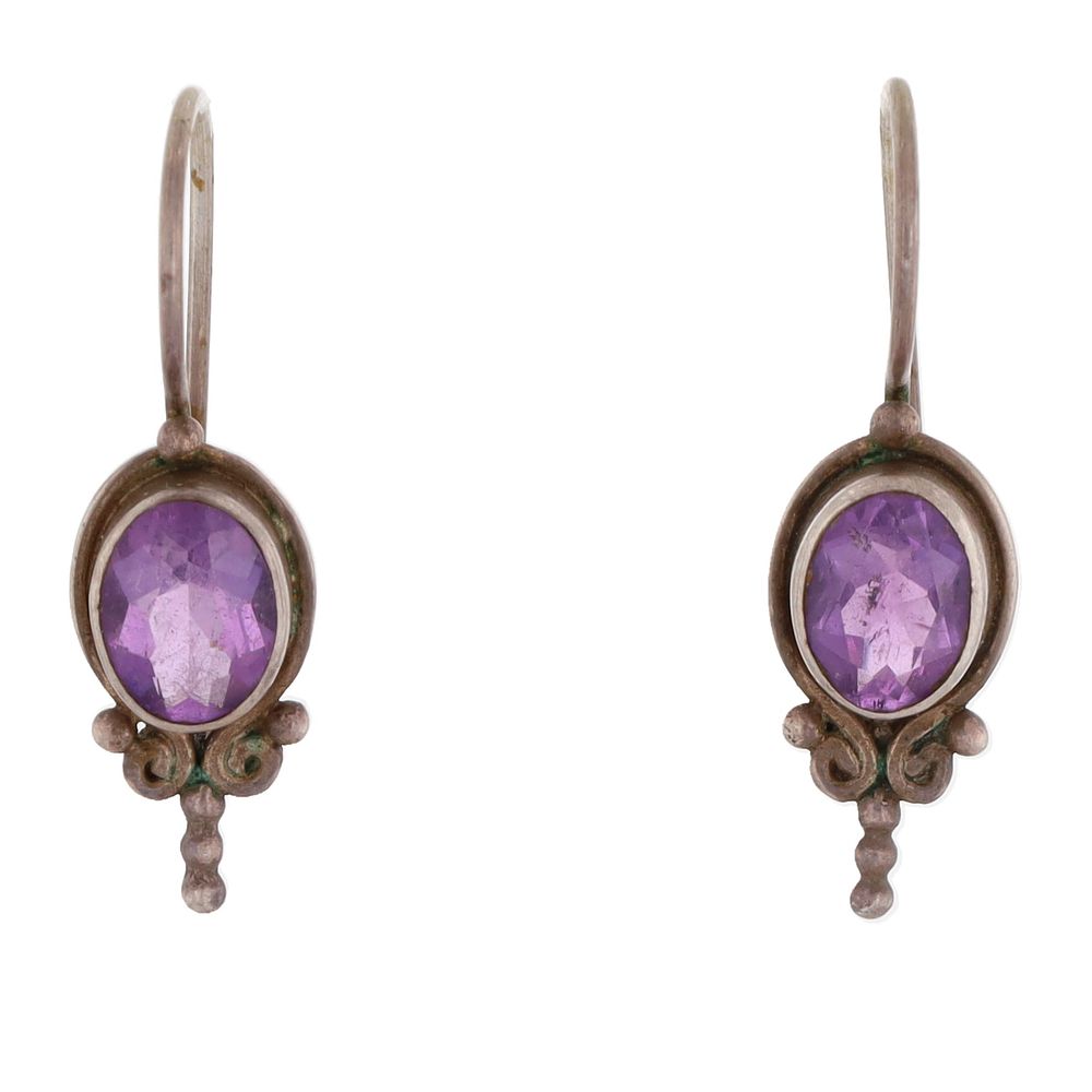 Lot 367: Amethyst Sterling Earrings