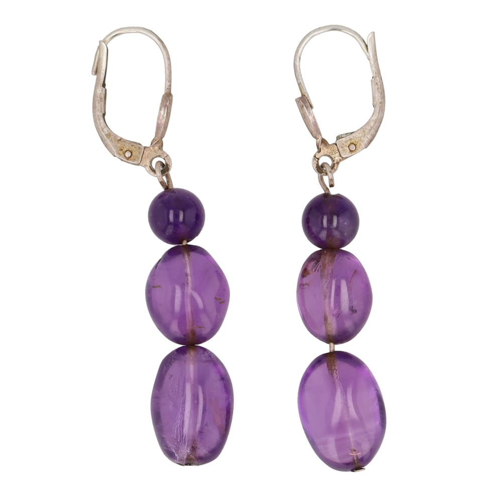 Lot 369: Amethyst Sterling Dangle Earrings
