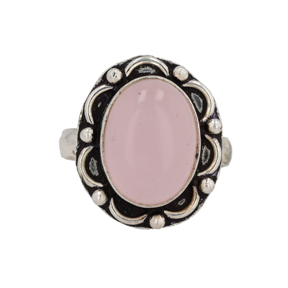 Lot 375: Rose Quartz Sterling Ring Sz. 10