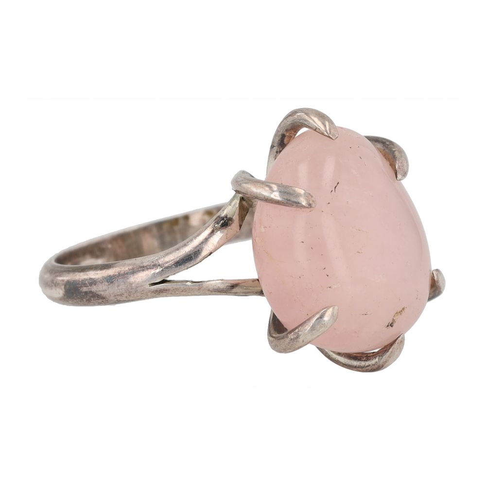 Lot 377: Rose Quartz Sterling Ring Sz. 9