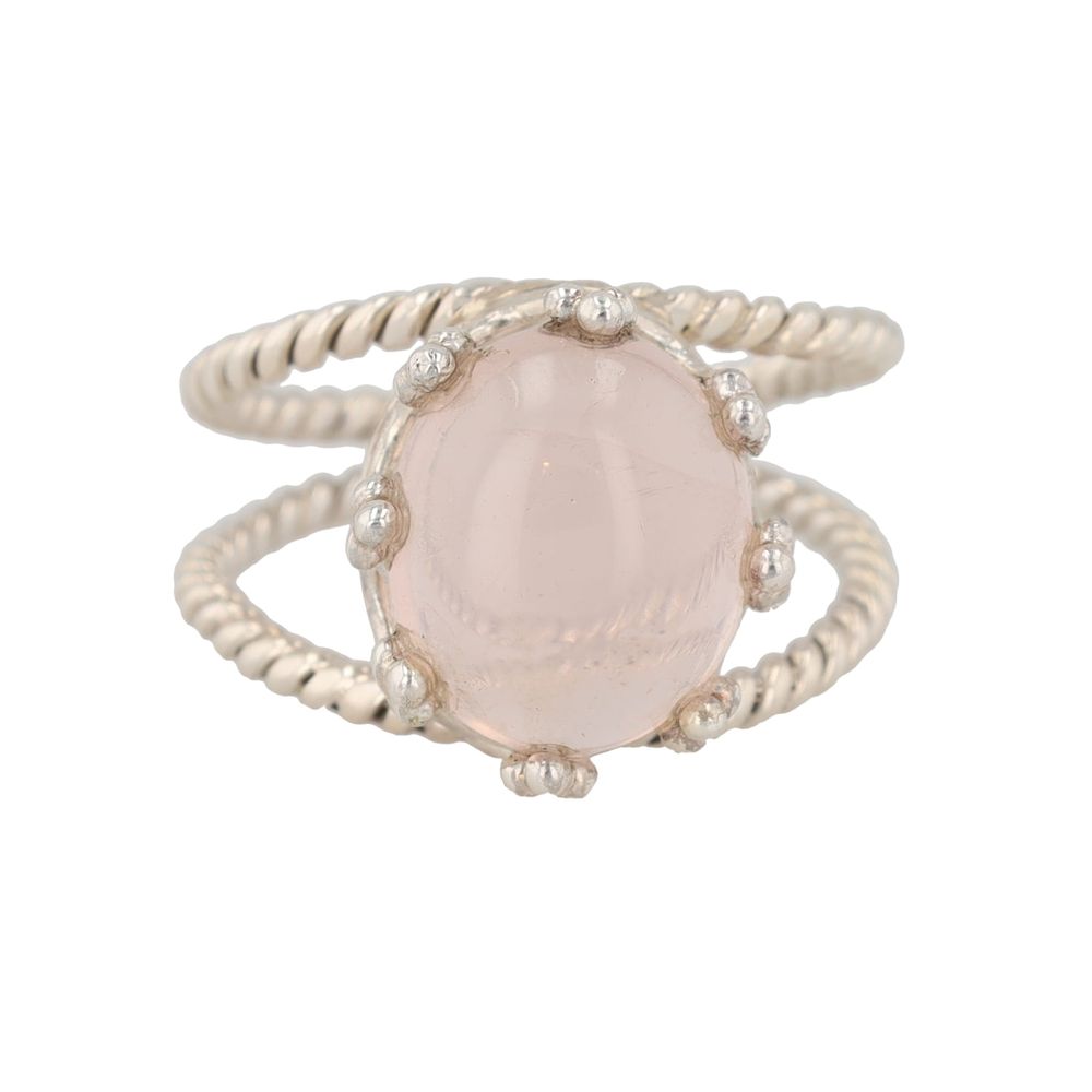 Lot 381: Rose Quartz Sterling Ring Sz. 10.25