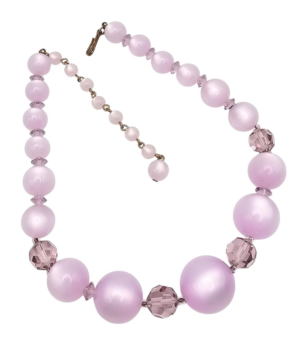 Lot 172: Vintage Lavender Moonglow Lucite Bead Necklace