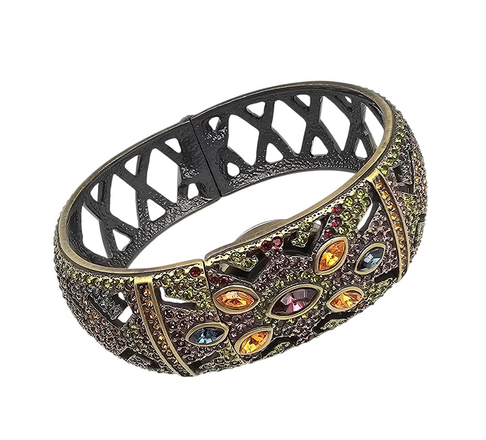 Lot 265: NIB Heidi Duas Colorful Rhinestone Bangle Bracelet Watch