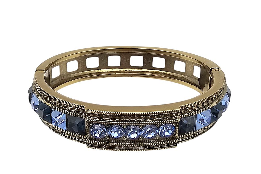 Lot 267: Heidi Duas Blue Dark Blue Rhinestone Hinged Bangle Bracelet