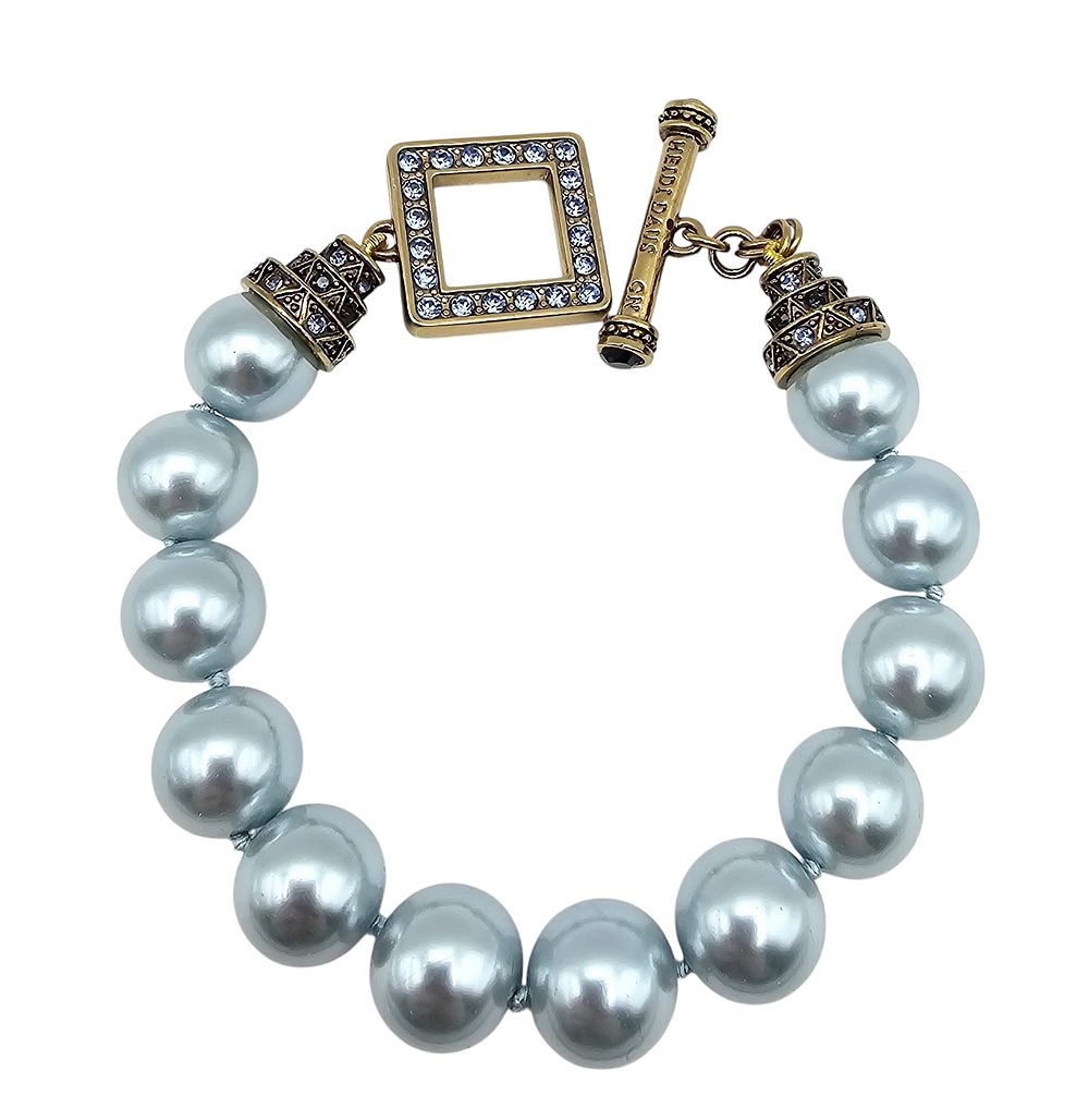 Lot 269: Heidi Duas Rhinestone Faux Pearl Toggle Bracelet