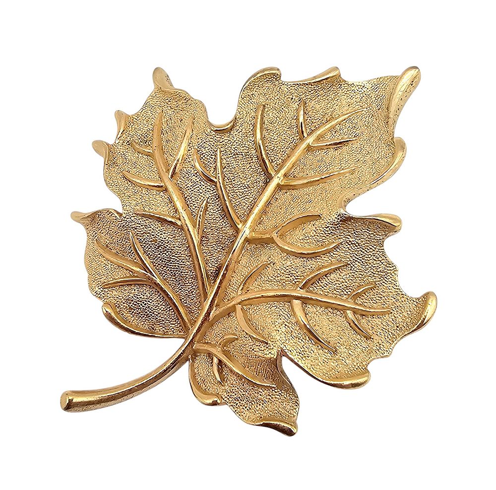 Lot 330: Crown Trifari Vintage Brushed Gold Tone Leaf Brooch