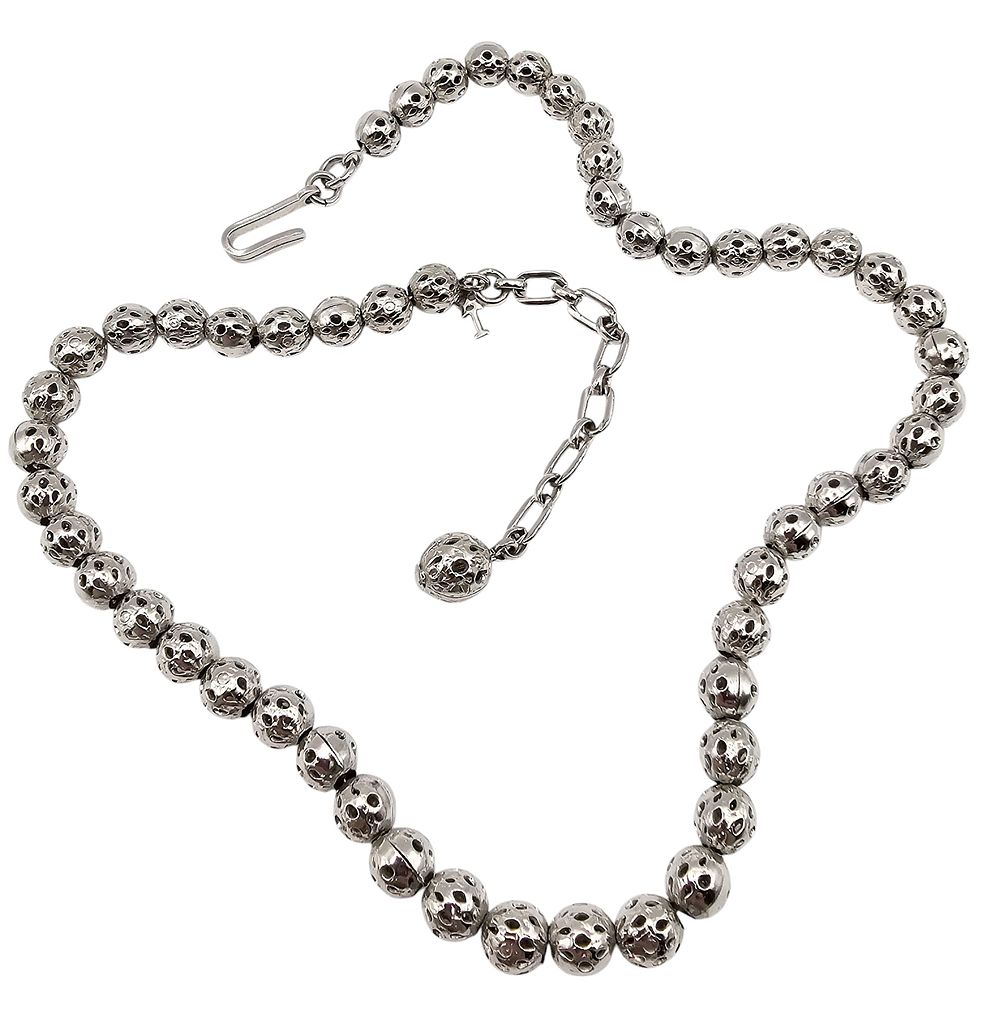 Lot 431: Trifari Textured Silver Tone Open Work Necklace