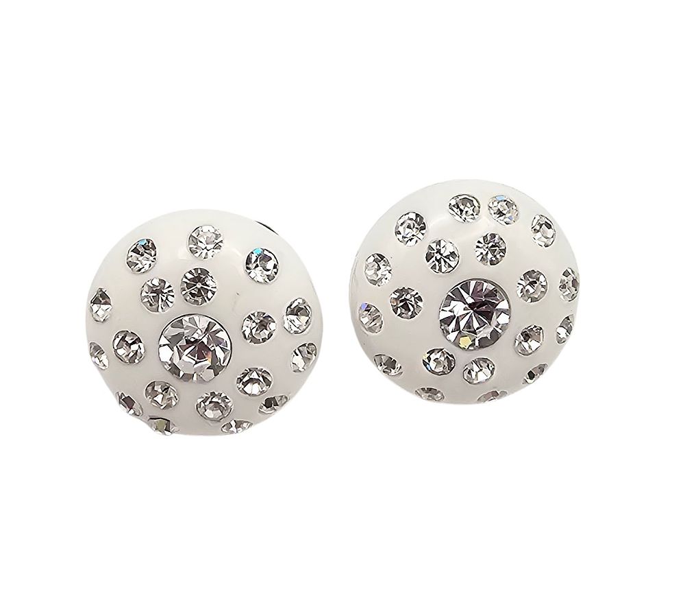 Lot 435: Vintage 1950's White Thermoset Rhinestone Earrings