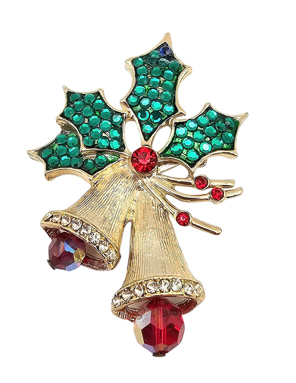 Lot 465: Weiss Vintage Rhinestone Gold Tone Christmas Bell Brooch