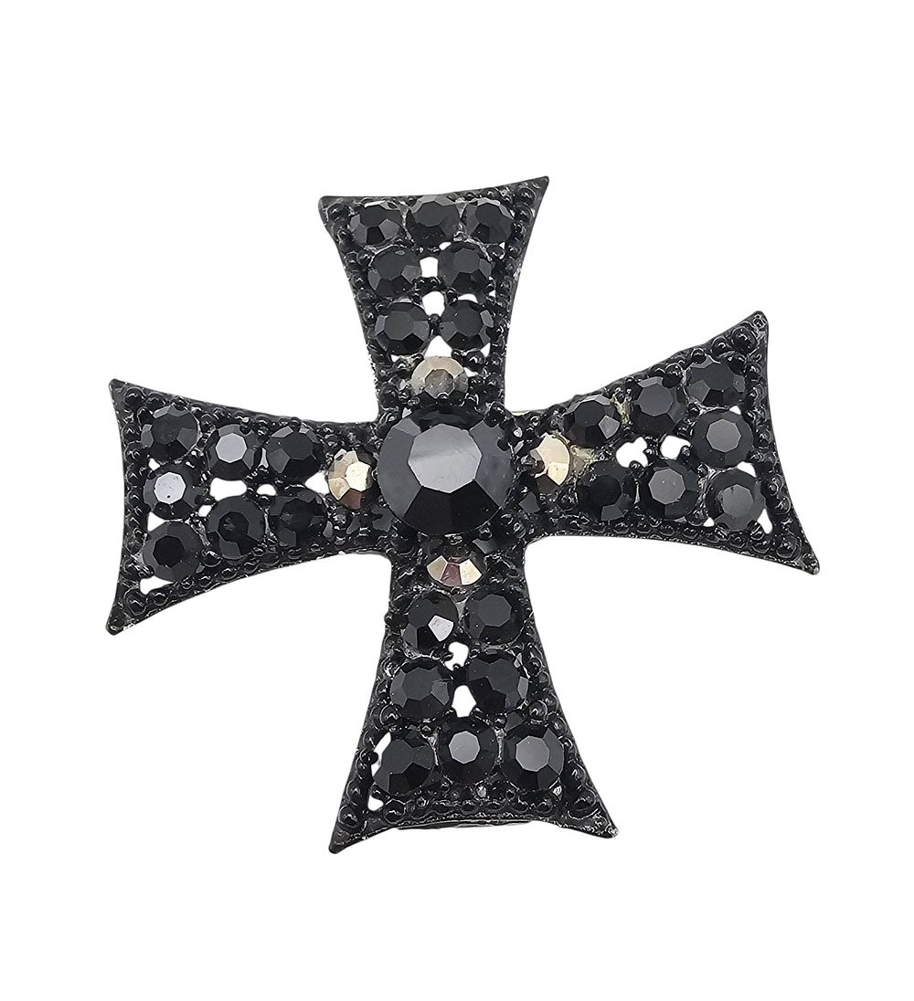 Lot 494: Weiss Vintage Black Rhinestone Cross Brooch