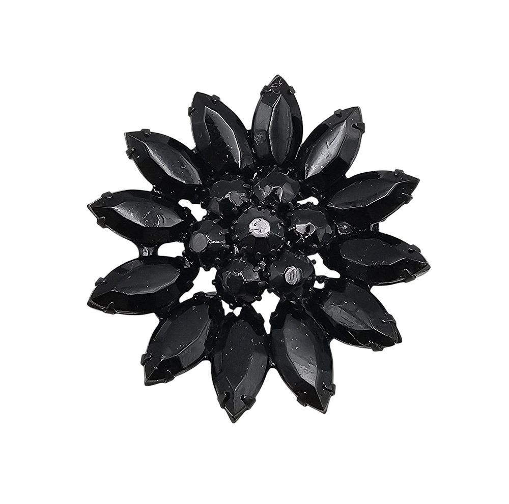 Lot 513: Weiss Vintage Black Rhinestone Floral Brooch