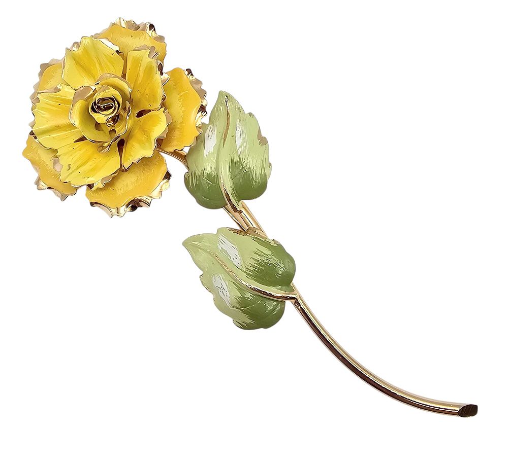 Lot 568: Pegasus Coro Enamel Gold Tone Carnation Flower Brooch