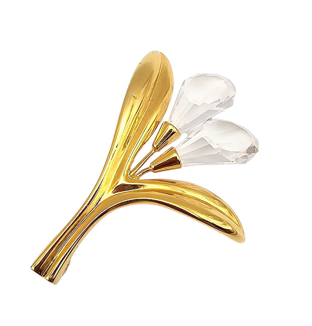 Lot 594: Swarovski Crystal Gold Tone Calla Lily Brooch