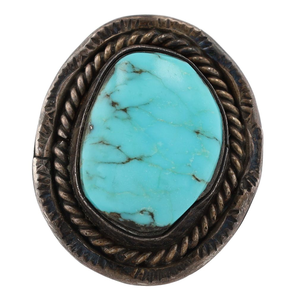 Lot 325: Vintage Navajo Sterling Turquoise Ring Sz. 7.25