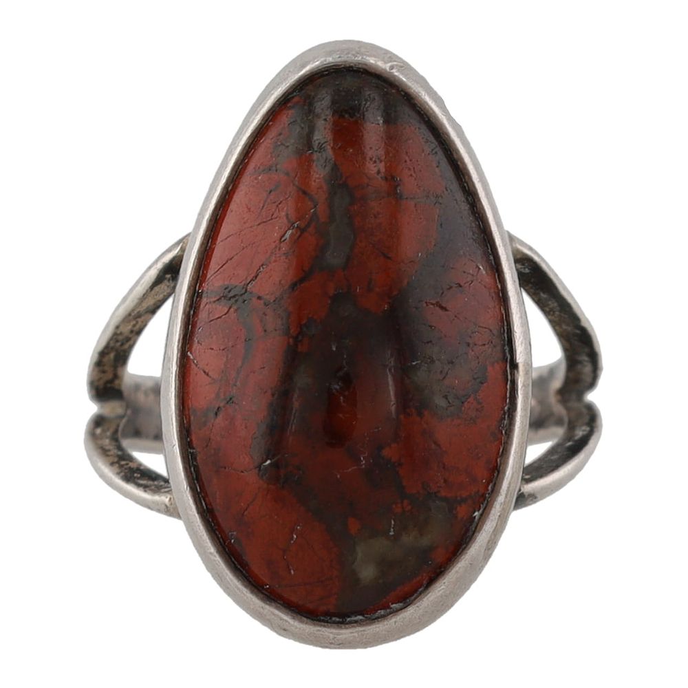 Lot 370: Vintage Navajo Sterling Jasper Ring Sz. 4