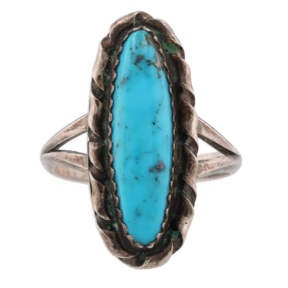 Lot 386: Vintage Navajo Sterling Turquoise Ring Sz. 5.5