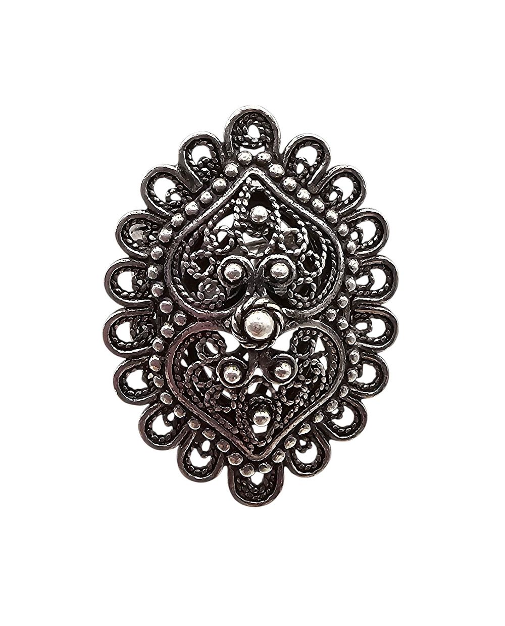 Lot 173: Vintage DGS Turkey Sterling Silver Filigree Heart Ring Size 6 7 G